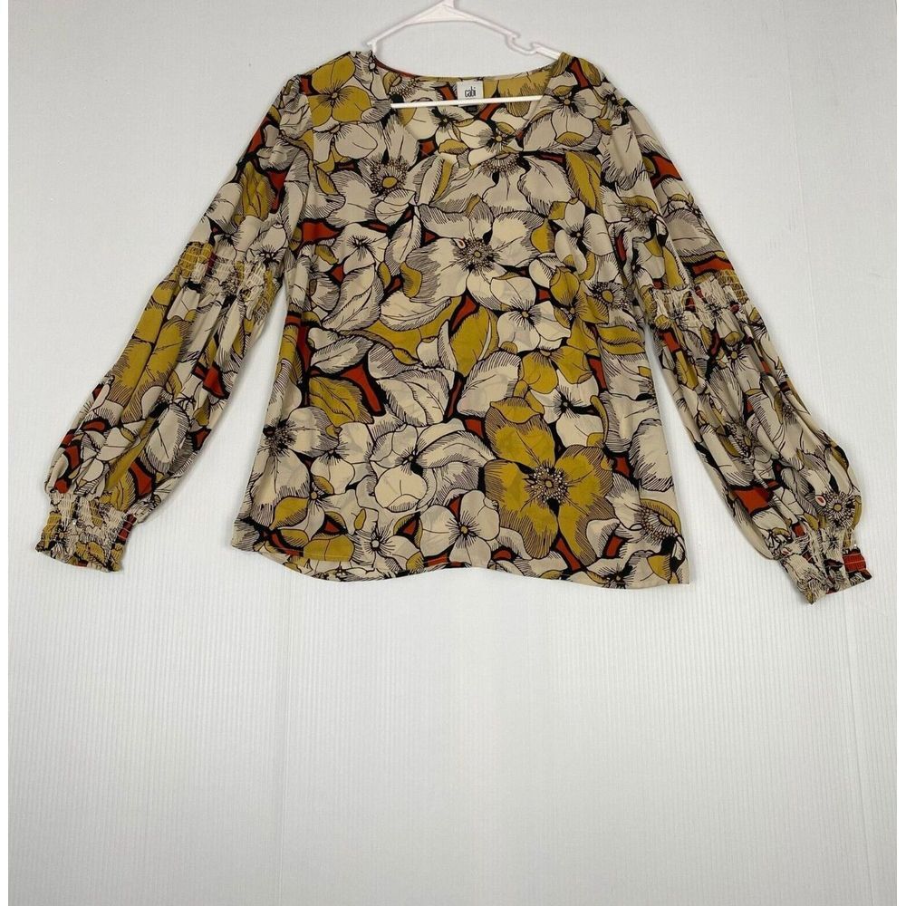 Cabi Women's Blouse Sequela Autumn Yellow Floral Size M‎ Style 3954 Multicolor